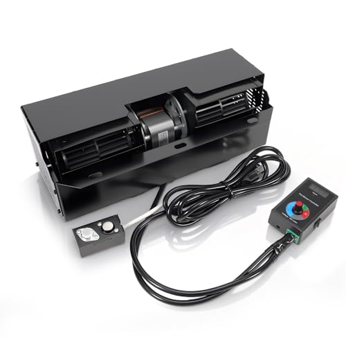 VORGENS Fireplace Blower Kit BK-ACC, Fit for Quadra-Fire & Heatilator Wood Stove Blower Fan - Replaces 831-1701/831-1700 Fireplace Blower Fan Assembly w/Housing, Rheostat & Temperature Sensor