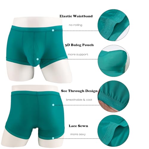 ZONBAILON Breathable Ice Silk Men's Boxer Briefs See-Through Underwear Trunk Transparent Stretch2
