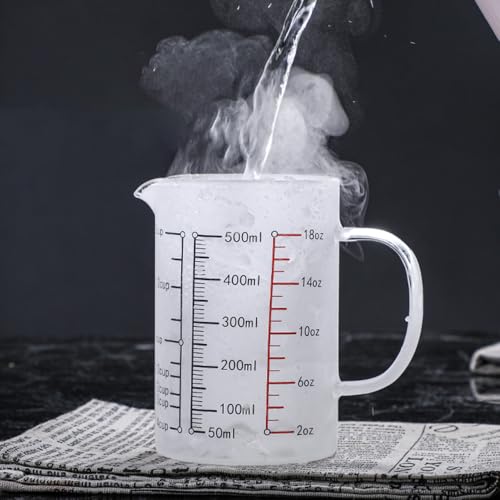 Vaso medidor de vidrio con mango y tapa, 400 ml miniatura 3