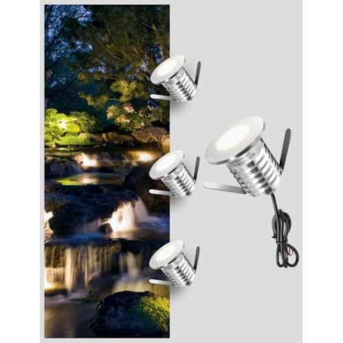MALORY Low Voltage Pool Lights, Full Stainless Steel 3W Inground LED Underwater Swimming Pond Light IP68 Waterproof Fountain Accessories Landscape Lights (1-Pack Blue)