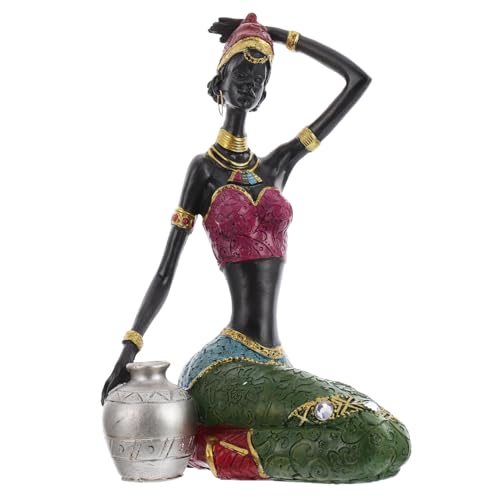 BESTYASH Statuette Africaine Résine Ornement Élégant pour Table Ou Étagère Décoration...