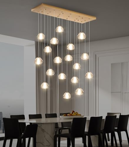 Image of Crystal Chandeliers for Living Room Dining Room Light LED Pendant Lights Fixtures Lighting Chandelier for Foyer Entrance Gold