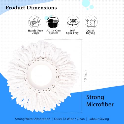 Image of Pivalo 360 Spin Mop Refill Water Absorbent Microfiber Head Replacement for Clean Floor (White, Pack of 3)