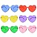 Fengek 6 Pcs Heart Shape Sunglasses Frameless Transparent Glasses Party Favors for Girls, Women, Multicolor A