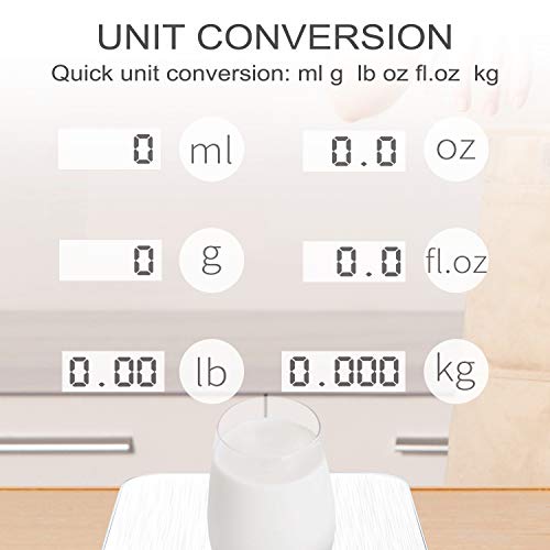 Food Scale, Hangable Digital Kitchen Weight Grams and Ounces for Baking and Cooking, 1g Division, Stainless Steel - Thumbnail 6