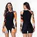 Floleo One Piece Swimsuits for Women Rash Guard Long Sleeve Zipper Swimsuit Athletic Boyleg Bathing Suit for Surfing Swimwear Black