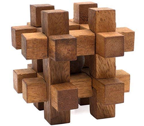 SiamMandalay Lock it Up: 3D Wooden Brain Teaser Puzzle Genius STEM Skill Builder Interlocking Game. Educational Problem Solving Toy for Kids and Adults. Handmade Corporate Desk Accent for Offices