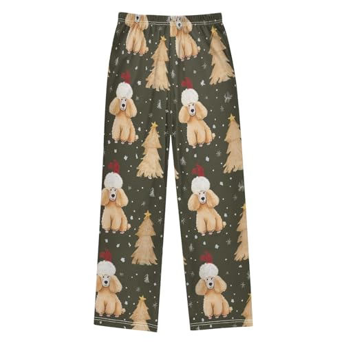 ZZXXB Poodle and Trees Boys Long Pants Soft Trousers Elastic Waist Kids Lounge Bottoms with Pockets S-XL2