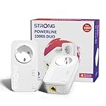 STRONG AV1000Mbps Kit Powerline con Pass-Through, Presa Integrata, Ripetitore Powerline Ethernet HomePlug AV2, Porte Gigabit, Plug & Play, Compatibile con Router, Modalità Risparmio Energe (PL1000S)