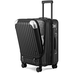 Maletas Viaje Ligeras LEVEL8 Maleta Cabina Ampliable ABS+PC Equipaje de Mano Trolley Rígido Ligero Maletas de Viaje con 4 Ruedas Dobles Giratorias 360º y Candado TSA, 55x37x25CM, 42L, Negro