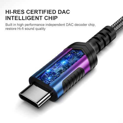 Image of Audio Adapter for Samsung Galaxy S25 S25+ S25 Ultra,USB C to 3.5 mm Headphone Adapter for iPad 10, 12CM 3.5 Audio Jack Braided Type C Dongle DAC Adapter for iPhone 16E 16 Samsung A53 A54 A35