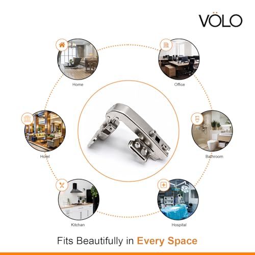 Image of VOLO Kitchen Corner Concealed Hinge with Screws - Full Overlay Concealed Cabinet Hinge for Modern Kitchens, Smooth Operation, Easy Access, Maximize Storage Space (90 Blind Corner 2D | Normal)