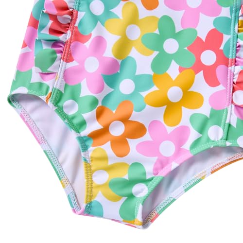 Image of RAISEVERN Baby Girls Swimsuit Ruffles Bathing Suits Cute Beach Sport Swimming Backless Summer One Piece Swimwear 2-7 Years
