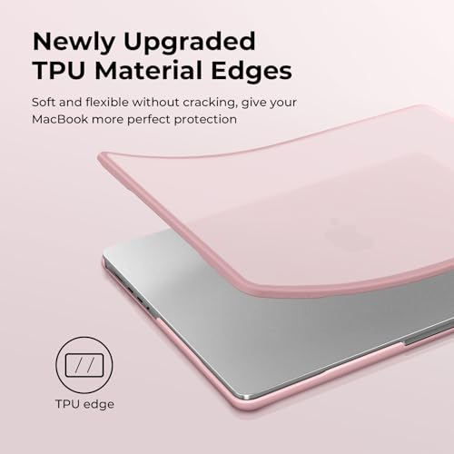 Image of BlueSwan Anti-Cracking Hard Shell Case for MacBook Pro 14-inch M5 2026-2021 | 100% Match Official Color,Anti-Fingerprint Soft TPU Bumper,Release M4 M3 M2 M1 Pro /Max Chip,Frosted Pink