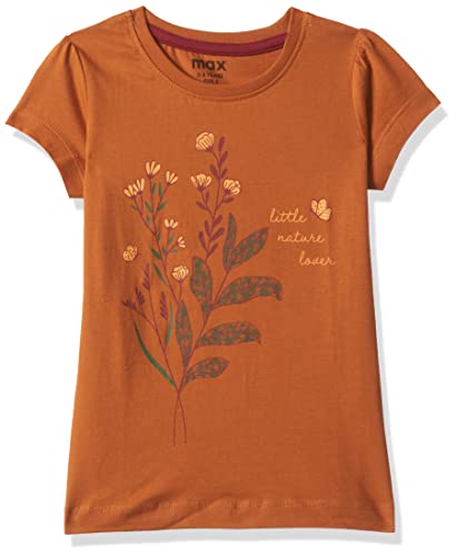 Image of Max Girls Pure Cotton Regular Fit Floral Printed Knit T-Shirt