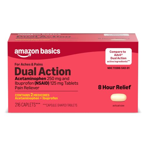 Amazon Basics Dual Action Acetaminophen 250 mg and Ibuprofen (NSAID) 125 mg Tablets, 216 Count (Previously Care) - image 1