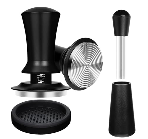51mm Espresso Accessories Kit - Spring-Loaded Calibrated Tamper WDT Tool Tamper Mat | Fits 51mm Portafilters for Espresso Machines
