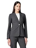 Calvin Klein Women's One Button Lux Suit Blazer, Charcoal, 10