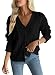 Astylish Womens Knit Open Front Button Down Cardigan Sweaters Black Large