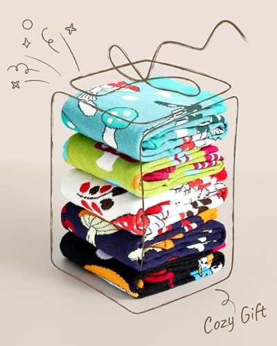 Jeasona Women's Mushroom Sunflower Cow Boston Terrier Pig Socks Gifts for Women4