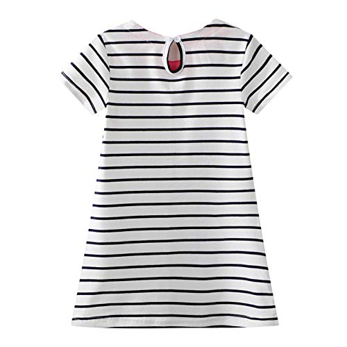 Image of HILEELANG Toddler Girl Cotton Casual Dress Summer Short Sleeve Basic Tunic Playwear Shirt Dresses