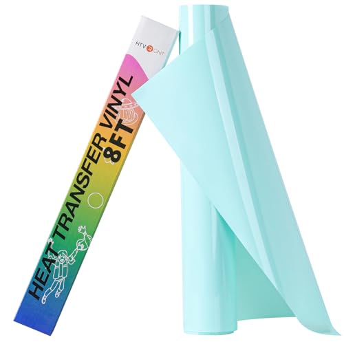 Image of HTVRONT HTV Rolls Heat Transfer Vinyl - 12 inch x 8ft Mint HTV Vinyl for Shirts, Iron on Vinyl for All Cutting Machine - Easy to Cut & Weed for Heat Transfer Design (Mint)