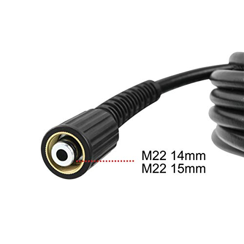M MINGLE Pressure Washer Hose 50 Feet X 1/4 Inch for Most Brands, with 2 Quick Connect Kits, Compatible M22 14mm and M22 15mm, 3600 PSI