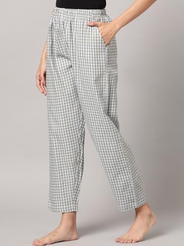 Image of KRYPTIC Women's 100% Pure Cotton Woven Pyjama | Mid Rise Relaxed Fit Full Length Nightwear Pant with Elasticated Drawstring Waistband & Side Pocket | Comfortable Lounge, Sleepwear & Casual Bottom Wear