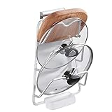 wrtgerht Topfdeckelhalter zur Wandmontage, aufrechter PaCover-Aufbewahrungshalter mit 3 Fächern, Schranktür-Organizer for die Küche Küchengeräte