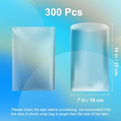 Image of Shrink Wrap Bags, 200 PCS 7x10 Clear PVC Heat Shrink Bags for Books | Crystal Clear PVC Shrink Bags for Books, DVD Cases, Photo Frames, Gifts & Retail Packaging