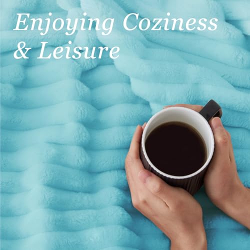 Image of BEDELITE Ribbed Fleece Throw Blanket for Couch, Sky Blue, 50 inchx60 inch | Ultra-Soft Plush Fleece, Warm Yet Lightweight, Ribbed Texture, Home Decor, Machine Washable, Giftable, All-Season Use