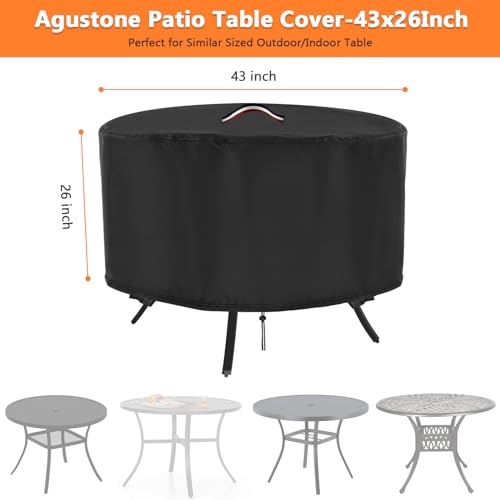 Agustone Capa para Mesa de Pátio, Capa para Mesa Redonda de 43 Polegadas para Áreas Externas, Capas