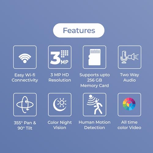 Image of MANOMAY Protect Pro 3MP Mini Wi-Fi Pan-Tilt Camera [STQC Certified] 360 Smart Home CCTV, AI Human Tracking, Color Night Vision, 2-Way Audio, Alexa, IP66, 256GB Memory Card Support M1095S