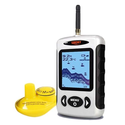 LUCKY Sonda de Pesca Inalámbrica con Indicador de Profundidad del Agua Sondas de Pesca Portátiles para Sensor de Sonar Sonda de Pesca con Pantalla LCD para Pesca Desde la Orilla o en Kayak FFW718