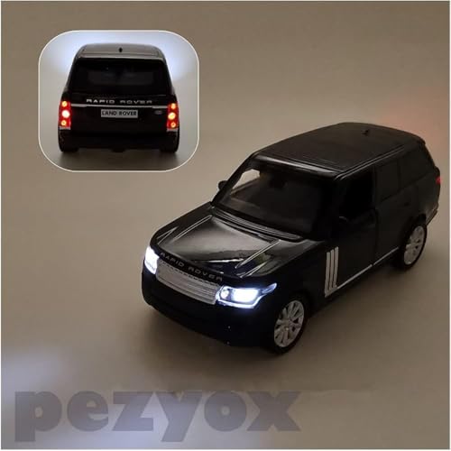 Image of Diecast 1:32 Range Rover Metal Car Die Cast Metal Toy Car Model Car Light Sound Pullback Openable Door Car for Kids (Black)