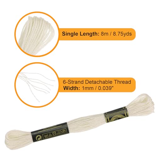Image of HARFINGTON 3pcs 12 Skeins Embroidery Floss 8.75yds(8m) Egyptian Long-Staple Cotton Cross Stitch Thread for Sewing DIY Bracelet Yarn String and Crafts, Medium Champagne(6ECRU)