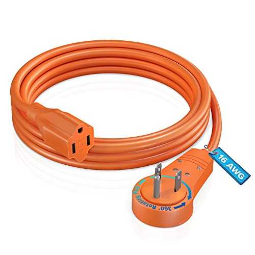 Maximm Extension Cord 6ft, 360° Rotating Flat Plug, 16 AWG Orange