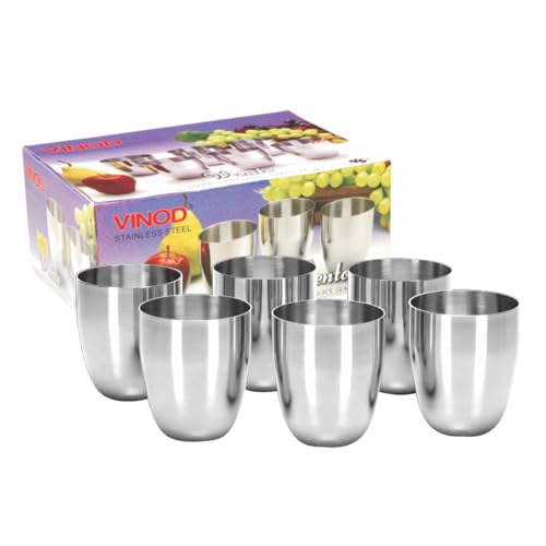 Image of Vinod Stainless Steel Vento Glass - Six Glasses in one Box (300 ml)
