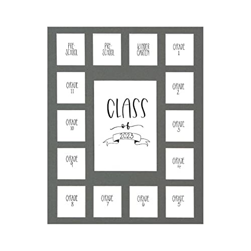 Image of Rustic Red Door Grey Class of 2023 School Years Photo Mat (11' x 14') - 15 Photo Collage Mat for School Pictures - No Frame Included