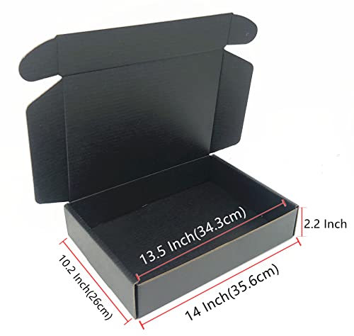 Image of Black Shipping Boxes 14 x 10 x 2.2 Inch Cardboard Storage Mailer Box 10Pack | Corrugated Cardboard Packaging Box Inside Size:13.5 x 9.9 x 2.1 Inch