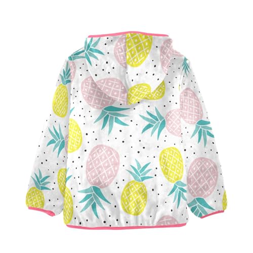 OTVEE Yellow Pink Pineapples Fruits Kids Hoodie Jacket Fall Spring Full Zip Warm Outwear Coat2
