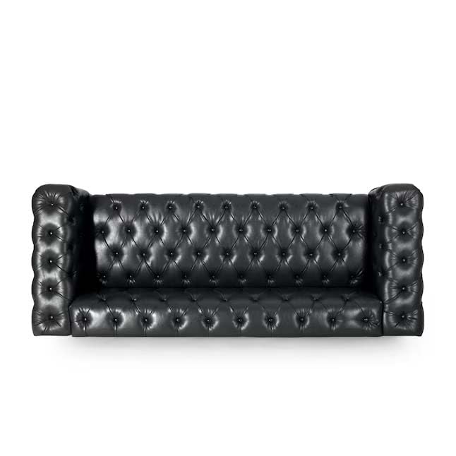 Image of Luxury Sofa Set Luxury Chesterfield Sofa in for Home Living Room & Office (Black Leather)