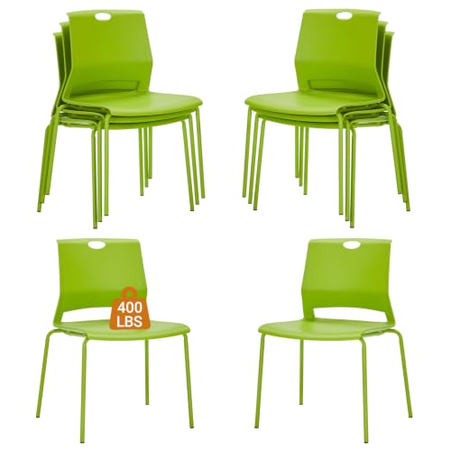 Image of Sidanli 8 Pack Plastic Stacking Chairs, 400LBS Support Metal Frame, Green