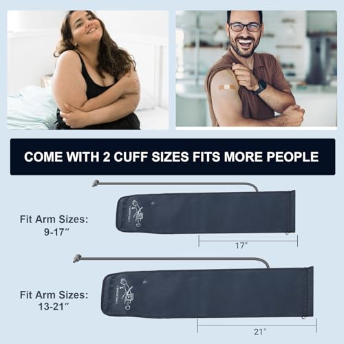 Blood Pressure Monitor, 9-17'' & 13-21'' Extra Large Blood Pressure Cuff Upper Arm, LED Color Backlit Screen Automatic Digital Blood Pressure Machine with USB Cable and 4 AAA Batteries - Image 3