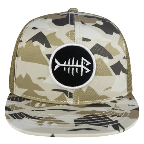 Image of BASSDASH Flat Brim Trucker Cap Adjustable Snapback Hat Mesh Back for Men Women