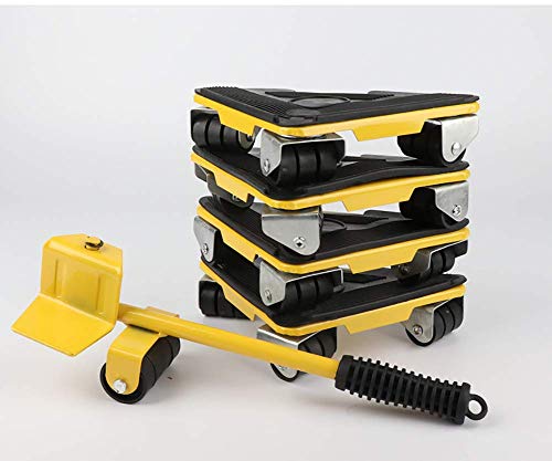 Heavy Duty Furniture Lifter with Triangle Moving Sliders Mover Tool Set Moving Appliance Roller Load for 660lb(300kg) 5 Packs (Yellow)