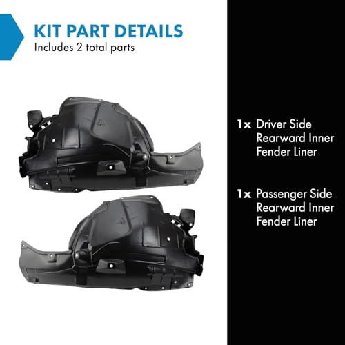 Image of TRQ Front Driver and Passenger Side Rearward Inner Fender Liner Set Compatible with 2014-2022 INFINITI Q50
