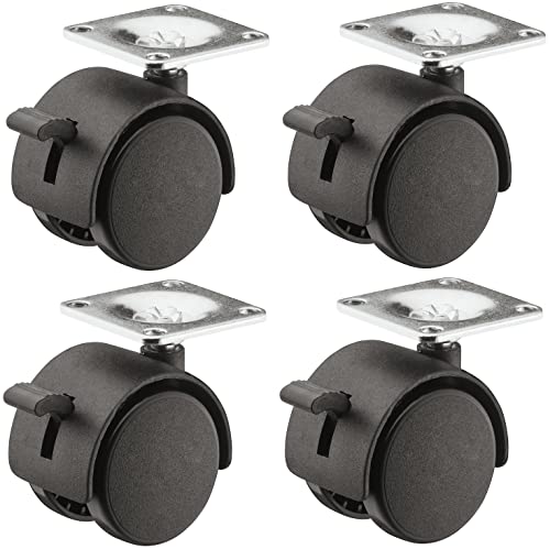 cyclingcolors 4x roulette double 30mm pivotante + frein pour meuble capacité 20kg/ roue avec base acier métal