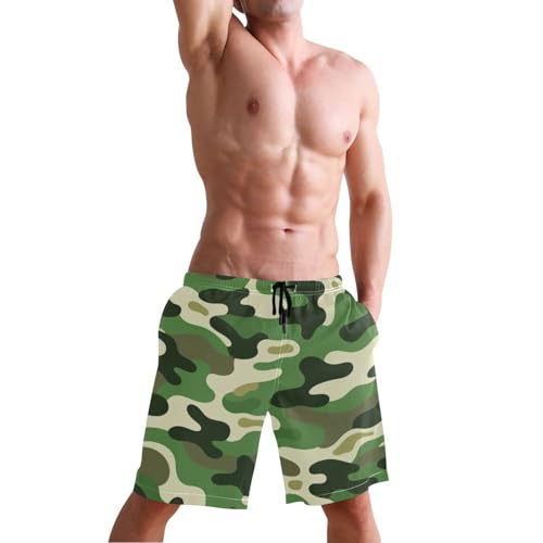 Men's Swim Trunks Quick Dry Swimming Shorts with Pocket Camouflage Pattern with Green Swimsuit Trunks4