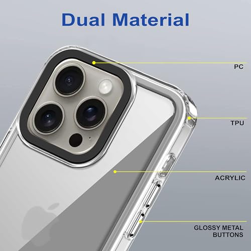 Image of amazon basics Back Case Cover for iPhone 16 Pro Max | Compatible for iPhone 16 Pro Max Back Cover | Case Cover with Camera Protection | (TPU + PC | Transparent)
